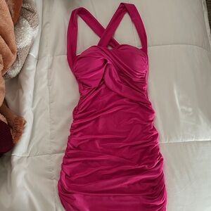 Windsor Fuchsia Ruched Mini Dress